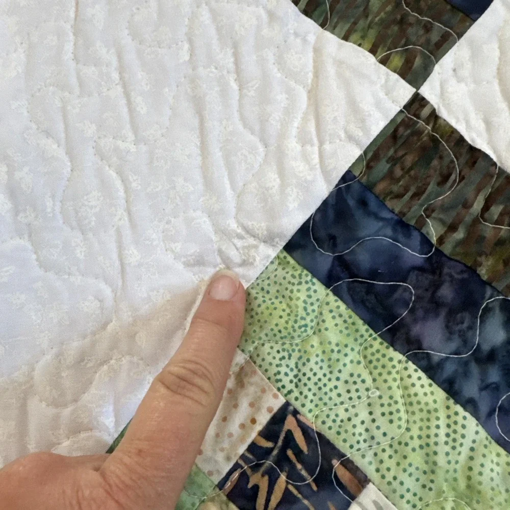 Hand Made Quilted Table Runner Topper Mat ~Multi color Batiks ~ 18 X 56